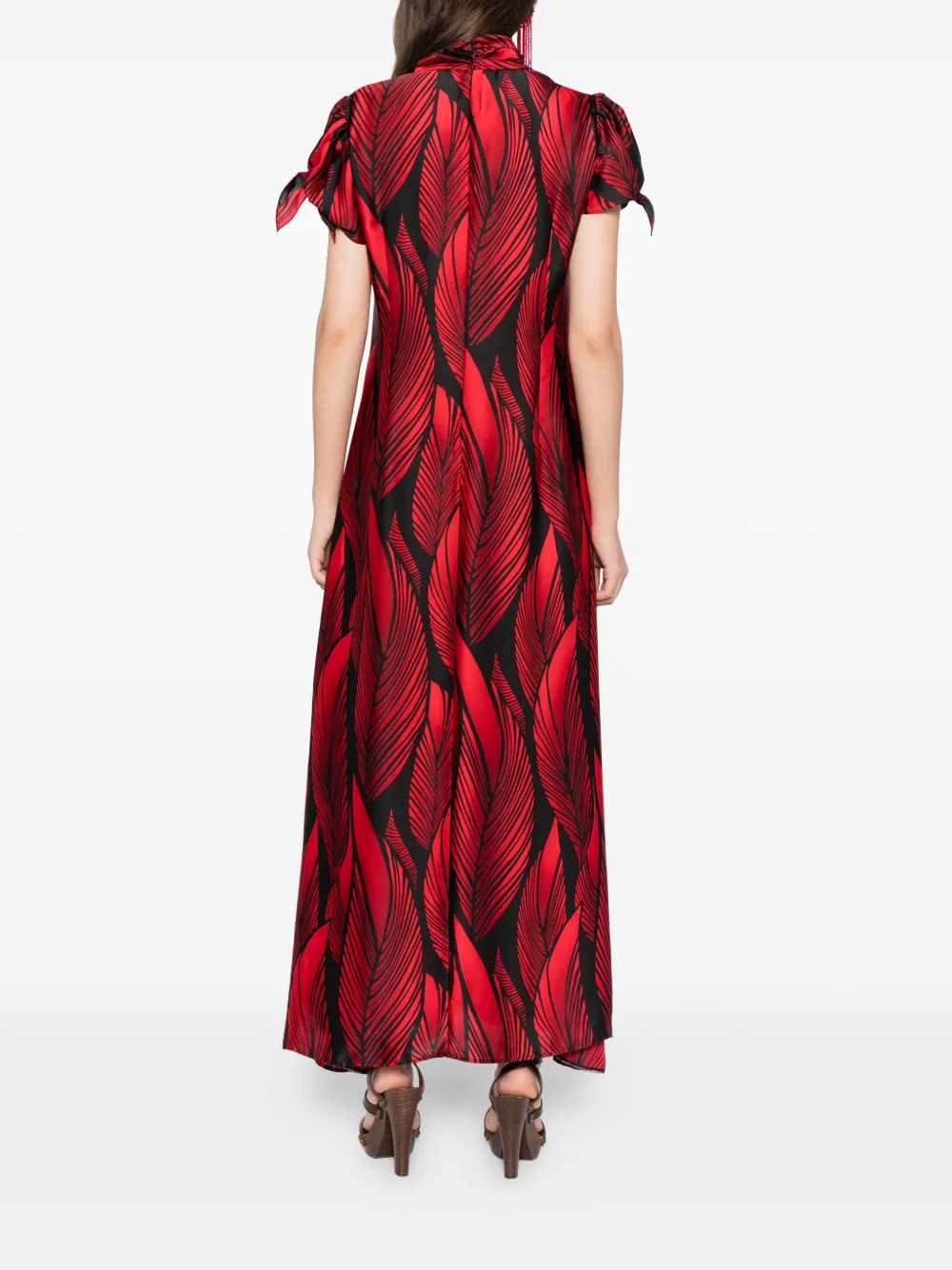 Blaklace Tie Detail Print Dress In Red