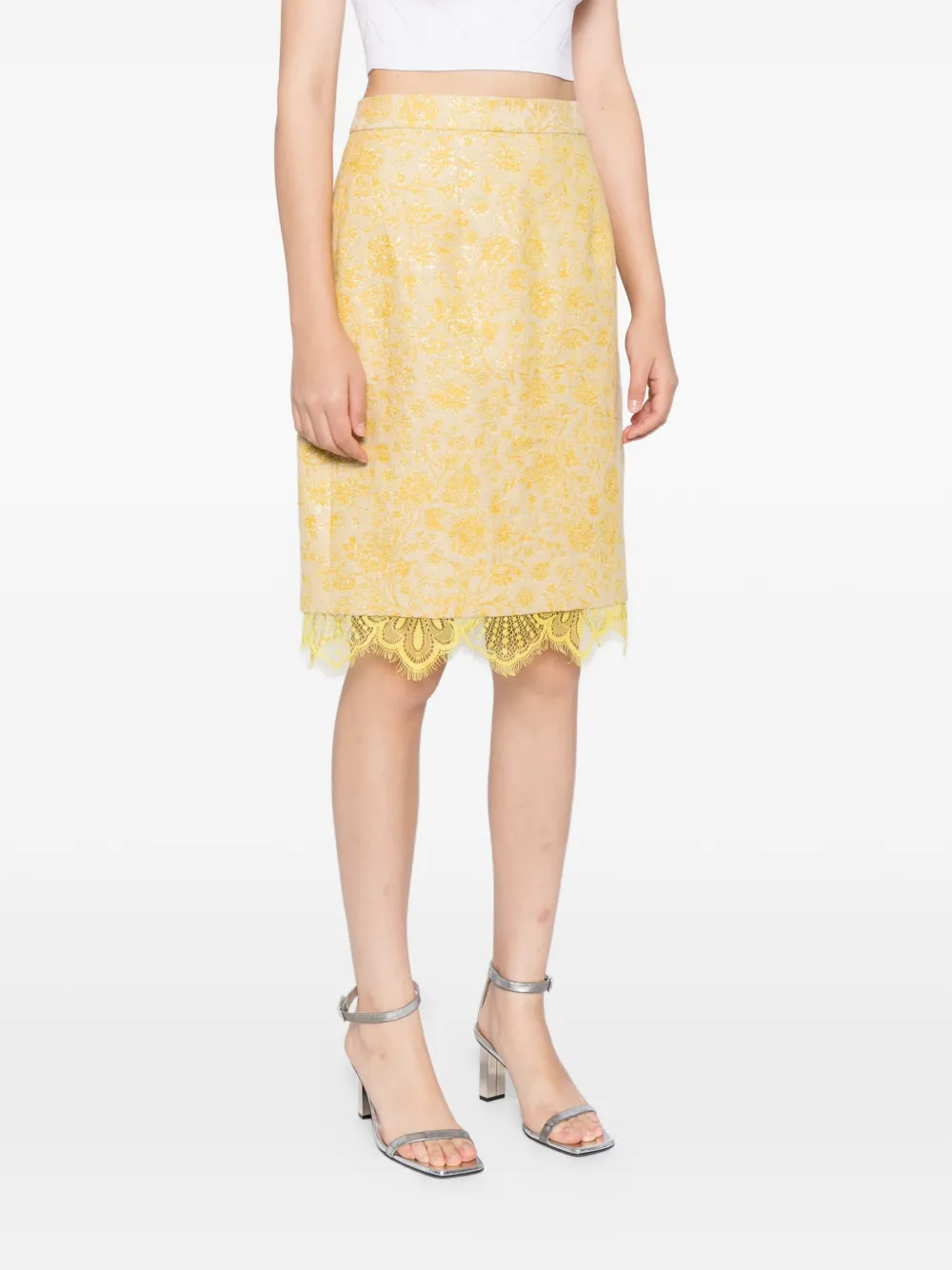  Blaklace Falda Con Encaje Floral - Amarillo 