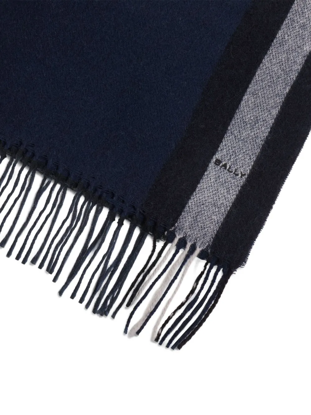 Bally Sjaal met franje en jacquard - Blauw