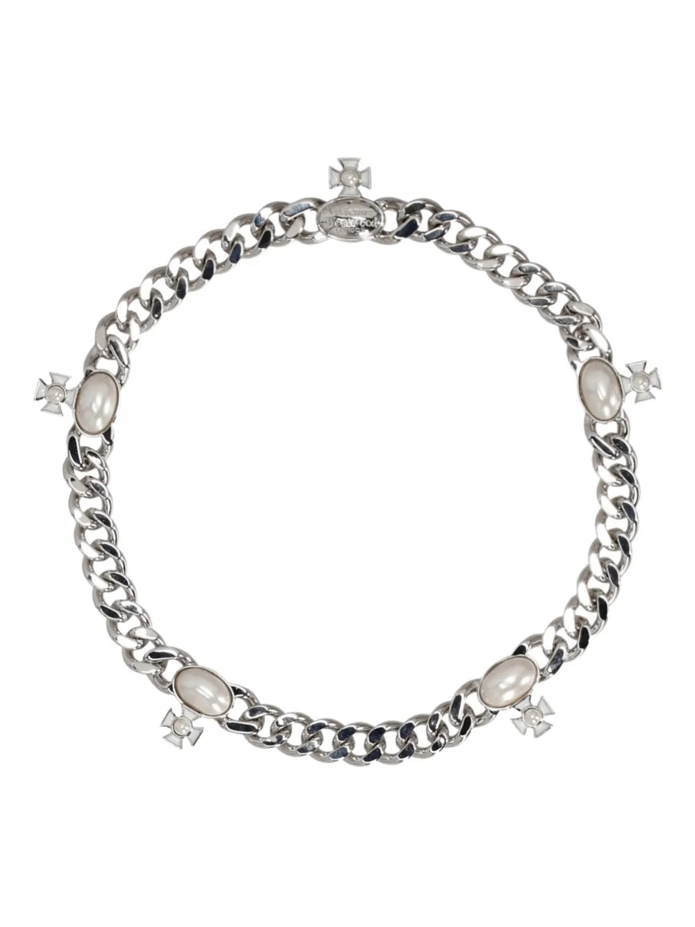 Vivienne Westwood pearl curb chain necklace - Argento