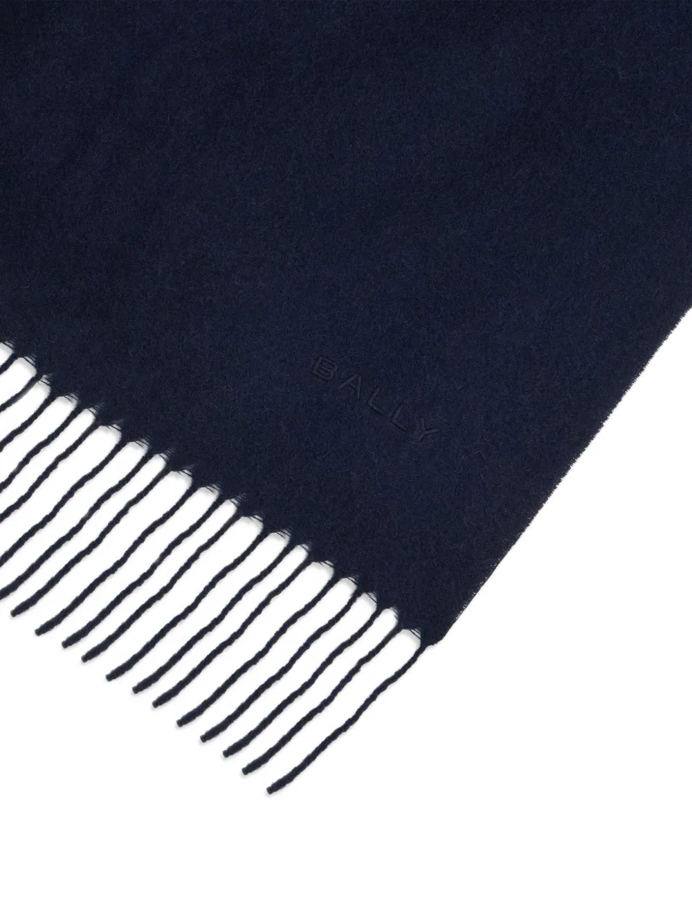 Bally Sjaal met borduurdwerk en franje - Blauw