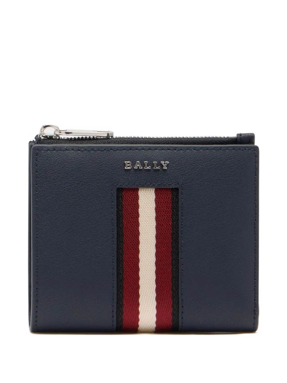 Bally Metal Logo Leather Wallet In Blue
