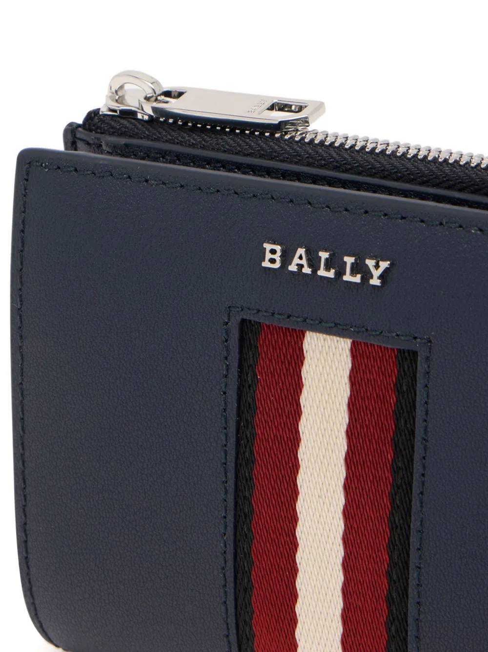 Bally Metal Logo Leather Wallet In Blue