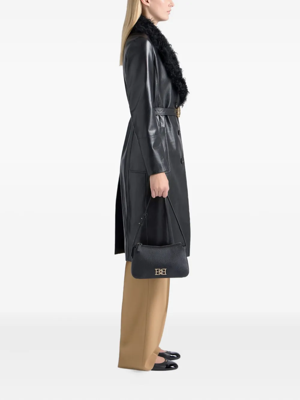 Bally Kleine bewerkte schoudertas met B-ketting - Zwart