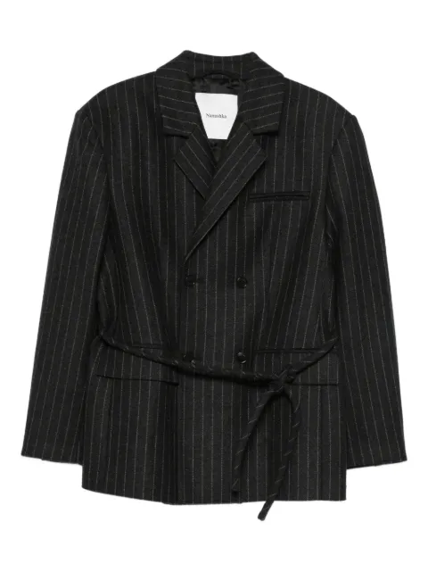 Nanushka Osono pinstripe tie-waist blazer