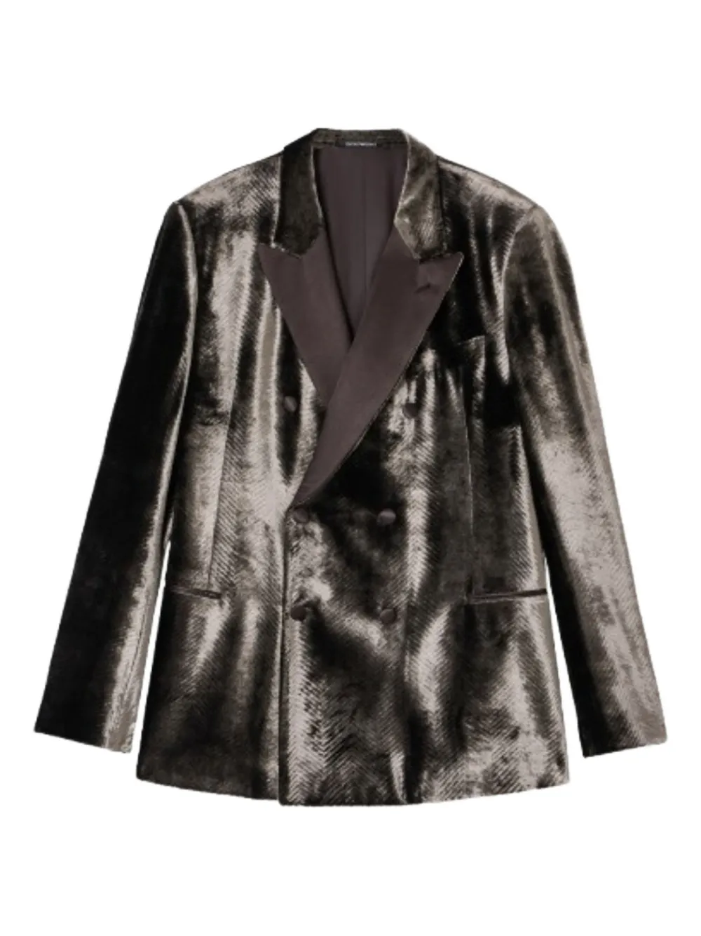 Emporio Armani double-breasted herringbone jacket - Marrone