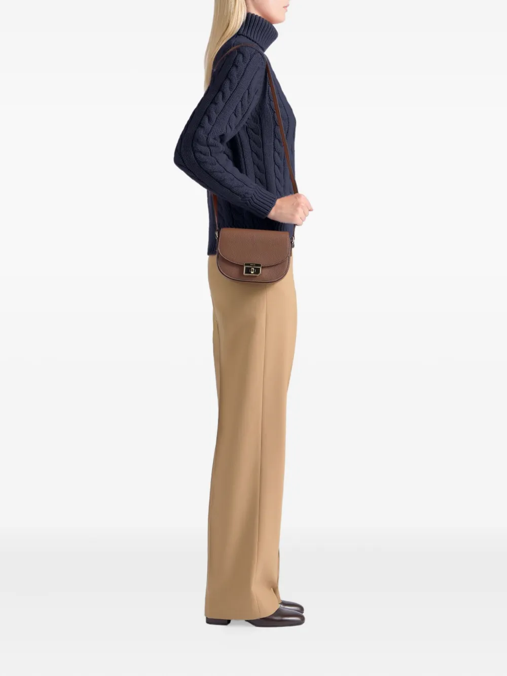 Bally Mini Grained Twist Clasp Bag In Brown