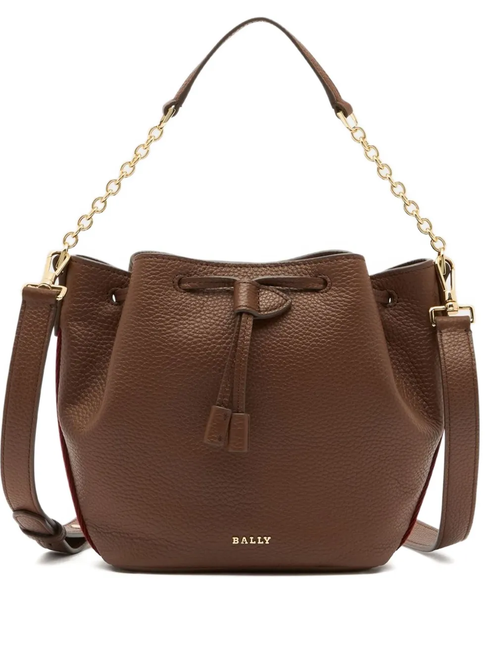 Bally Grained Ribbons Bucket Bag In Brown