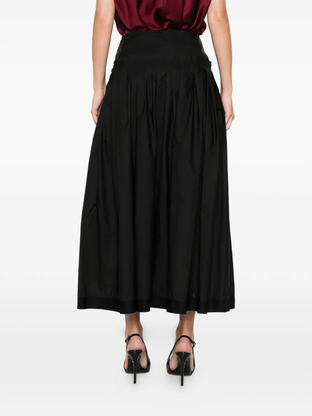 Lanvin Pleated Basque Midi Skirt In Black