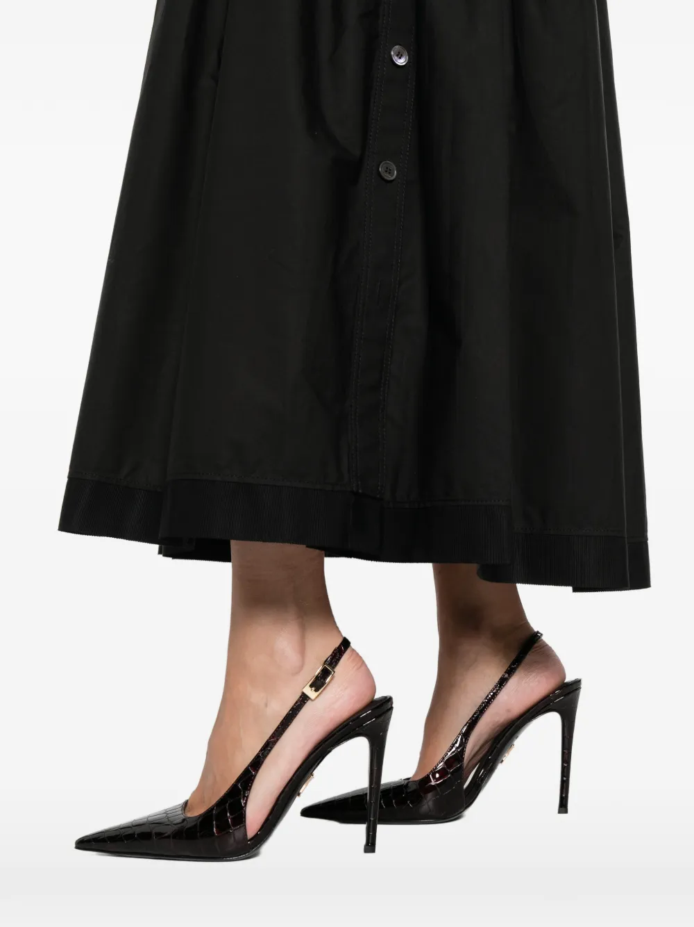 Lanvin Pleated Basque Midi Skirt In Black