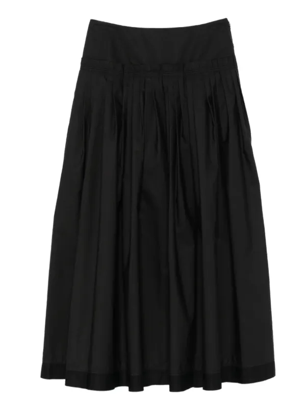 Lanvin Pleated Basque Midi Skirt in Black