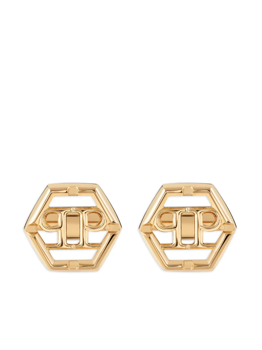 Philipp Plein Yellow Gold Hexagon Cufflinks - Oro