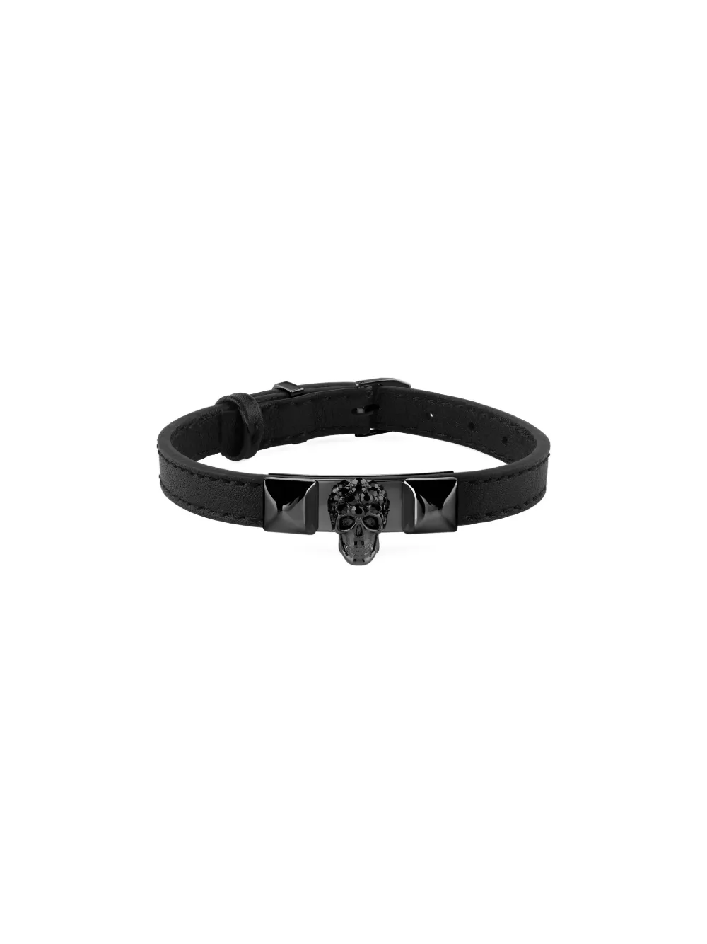 Philipp Plein Bracciale in pelle - Nero