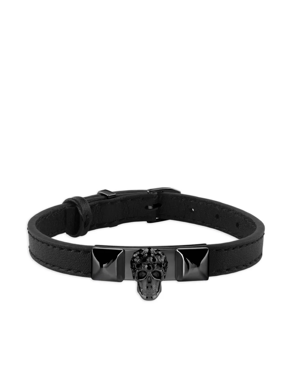 Philipp Plein Bracciale in pelle - Nero