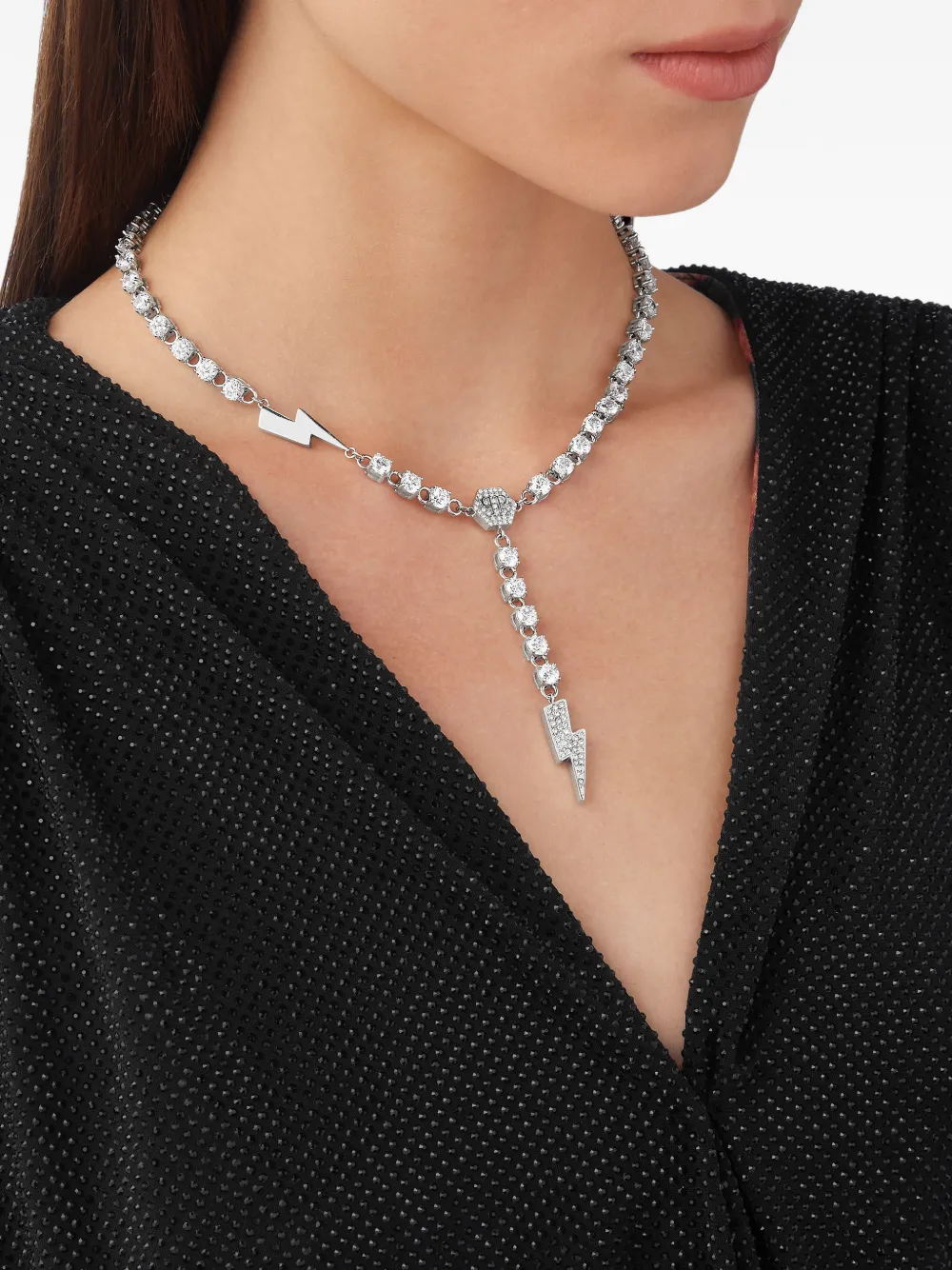 Philipp Plein Thunder Lady roestvrij stalen halsketting - Zilver