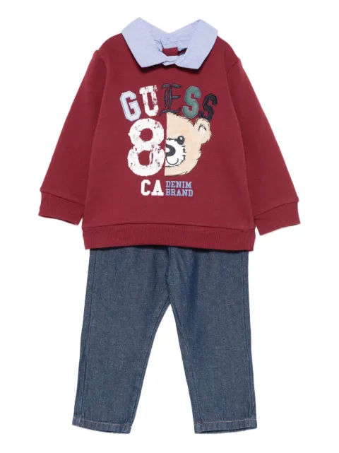 guess kids bear-appliqué trouser set 