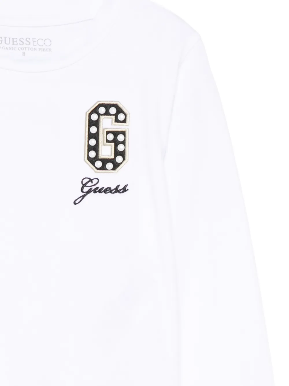 Guess Pearl-appliqué Logo-detail Top In White