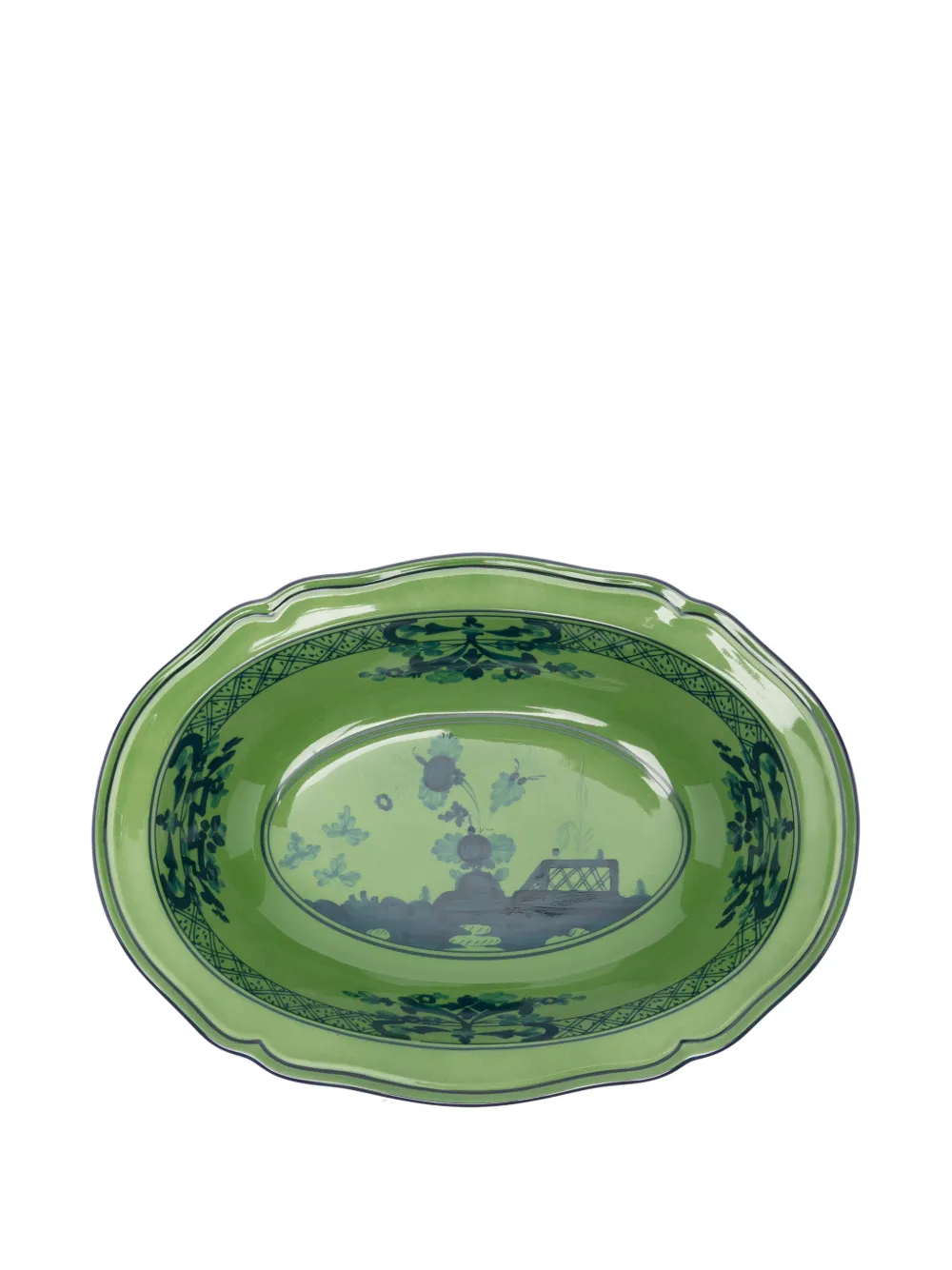 Ginori 1735 Oval Porcelain Bowl (18.7cmx25.3cm) In Green