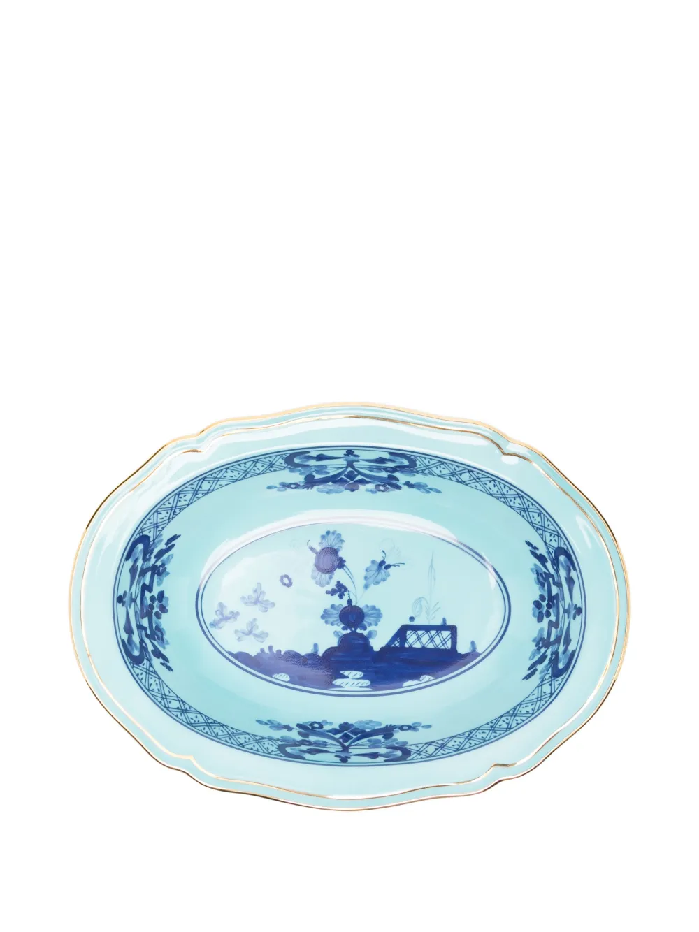 Ginori 1735 Floral-print Oval Bowl (h26cm X 19cm X 5.6cm) In Blue