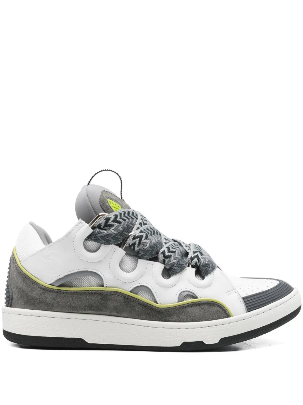 Lanvin Curb Leather Sneakers In White
