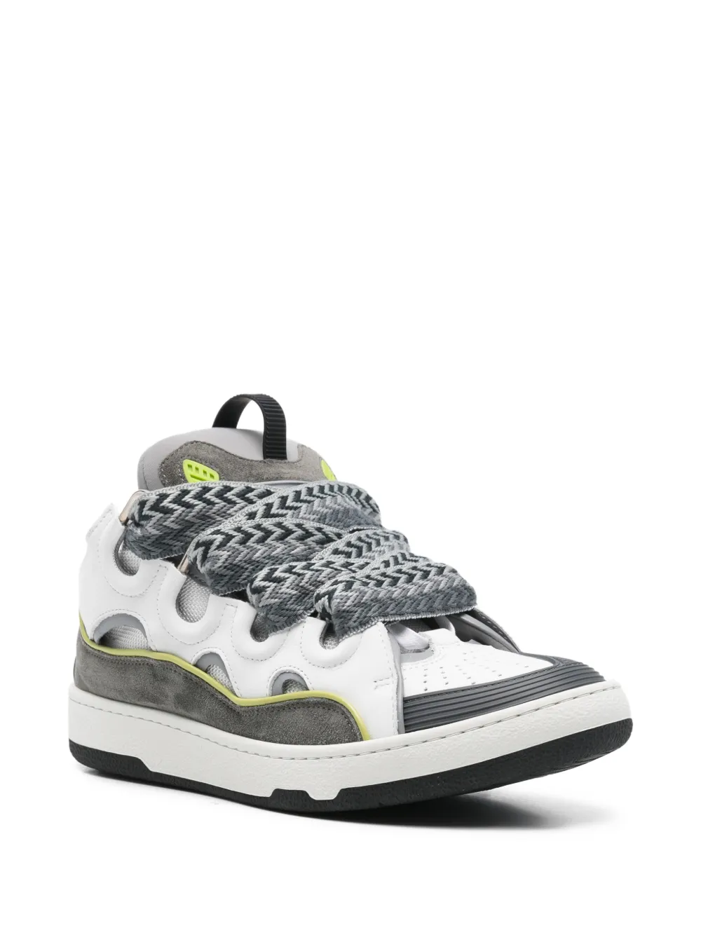 Lanvin Curb Leather Sneakers In White