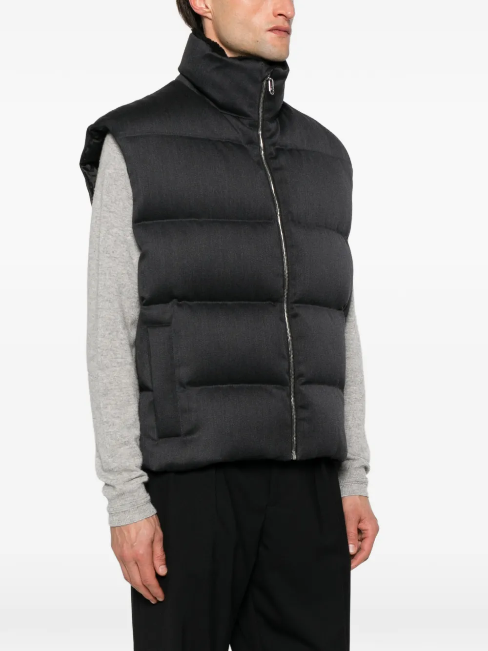 FENDI Gewatteerd gilet met ritssluiting Grijs