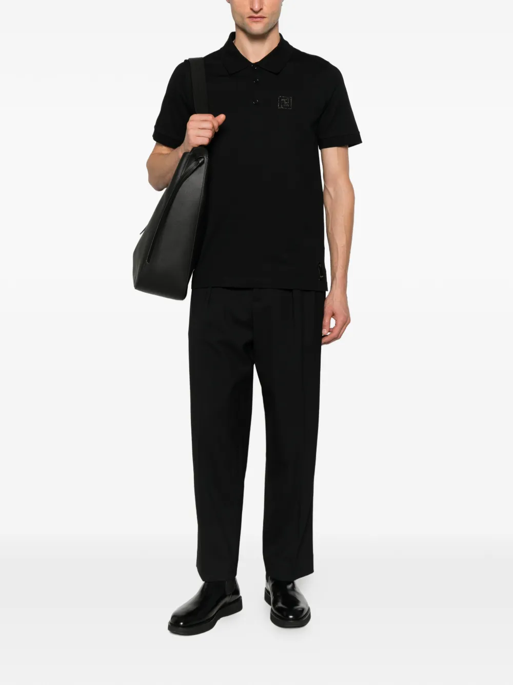 FENDI logo-print polo shirt - Zwart
