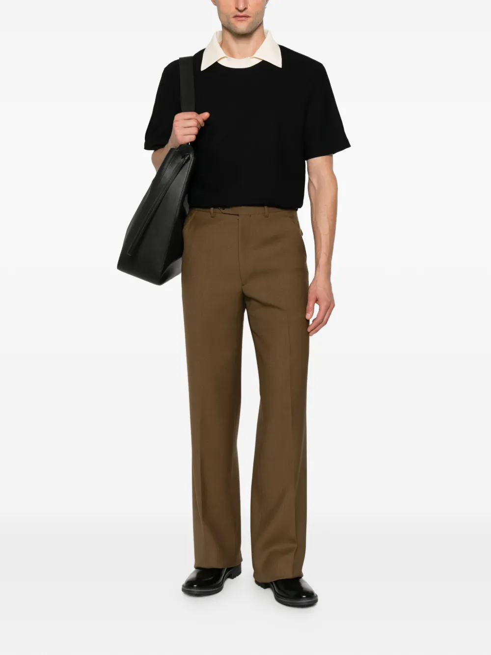 Lanvin roun-neck collared T-shirt - Zwart