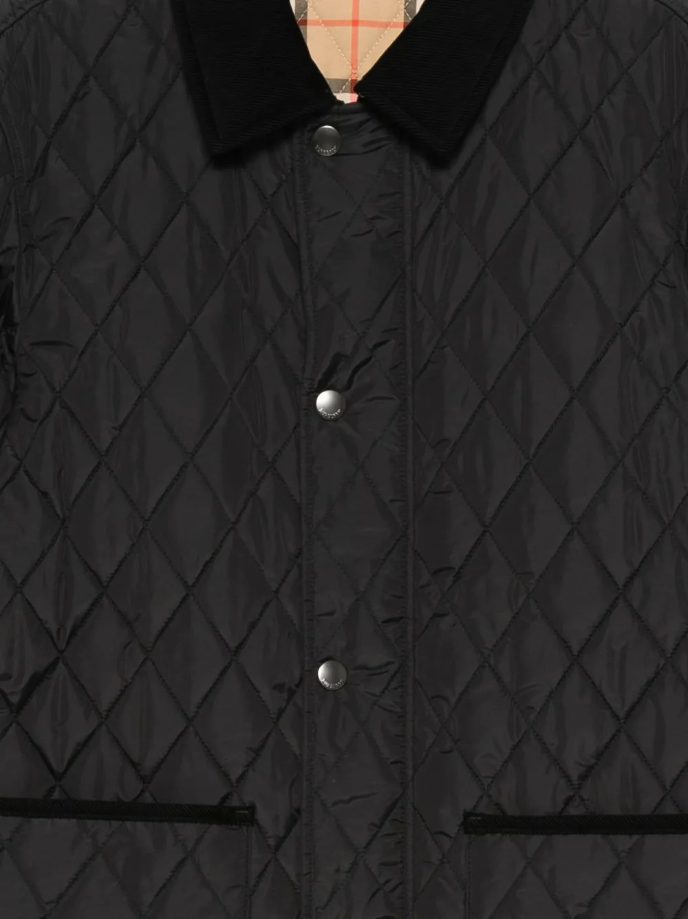 Burberry Gewatteerd jack met ribfluwelen kraag Zwart