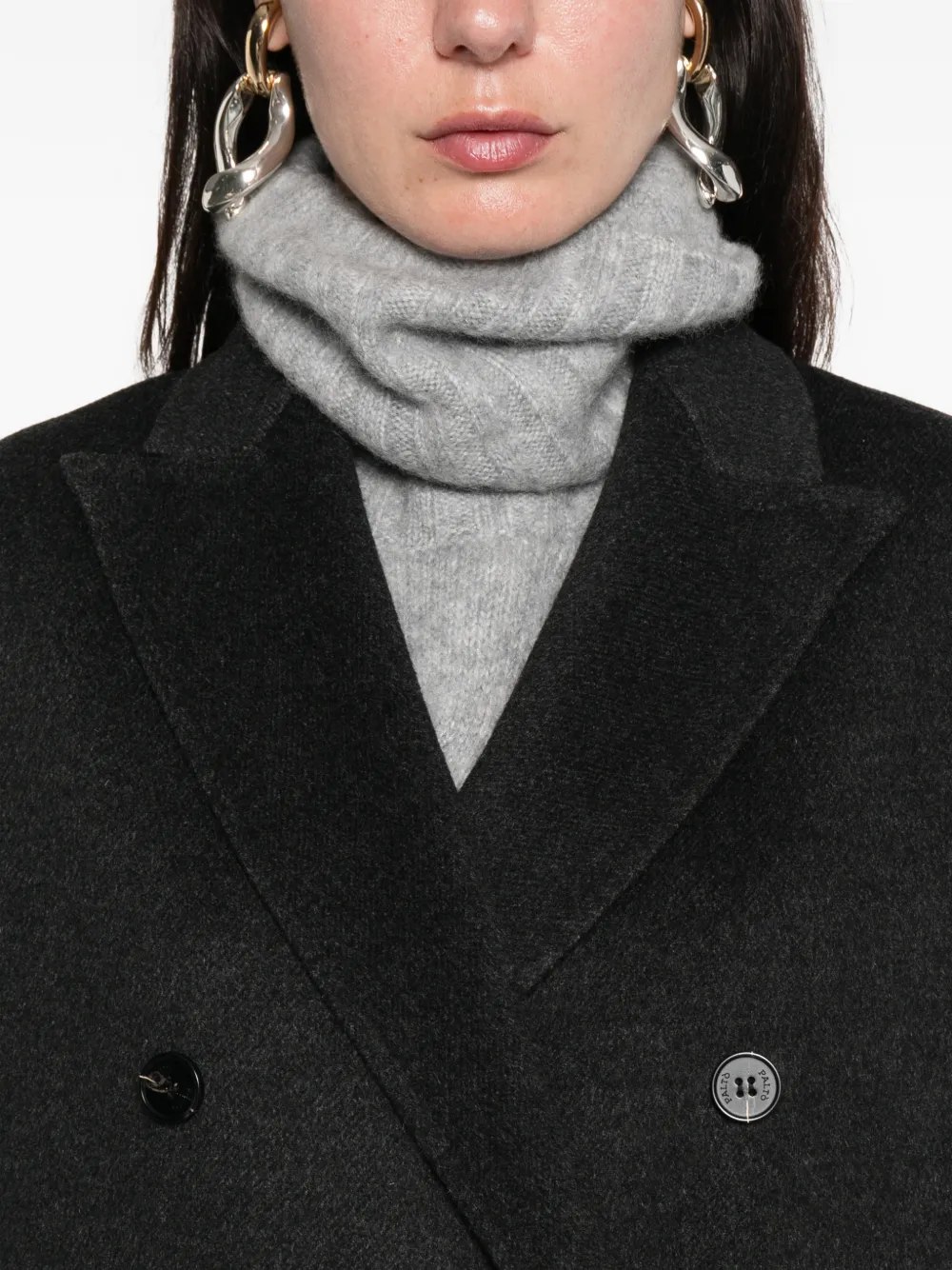 Paltò Arianna Double-breasted Wool Coat In Black