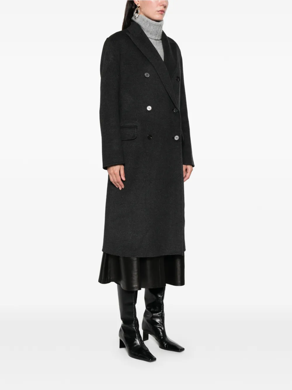 Paltò Arianna Double-breasted Wool Coat In Black