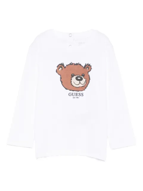 guess kids bear-print long-sleeve T-shirt