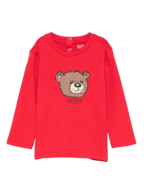 guess kids bear-print long-sleeve T-shirt