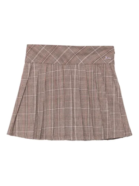 guess kids pleated tartan-pattern skirt