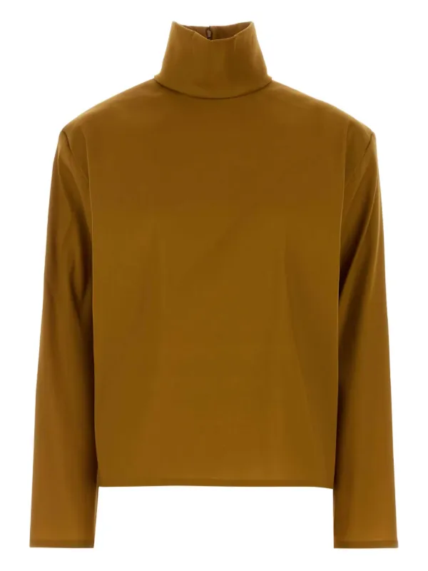 Saint Laurent High-neck Top in Brown