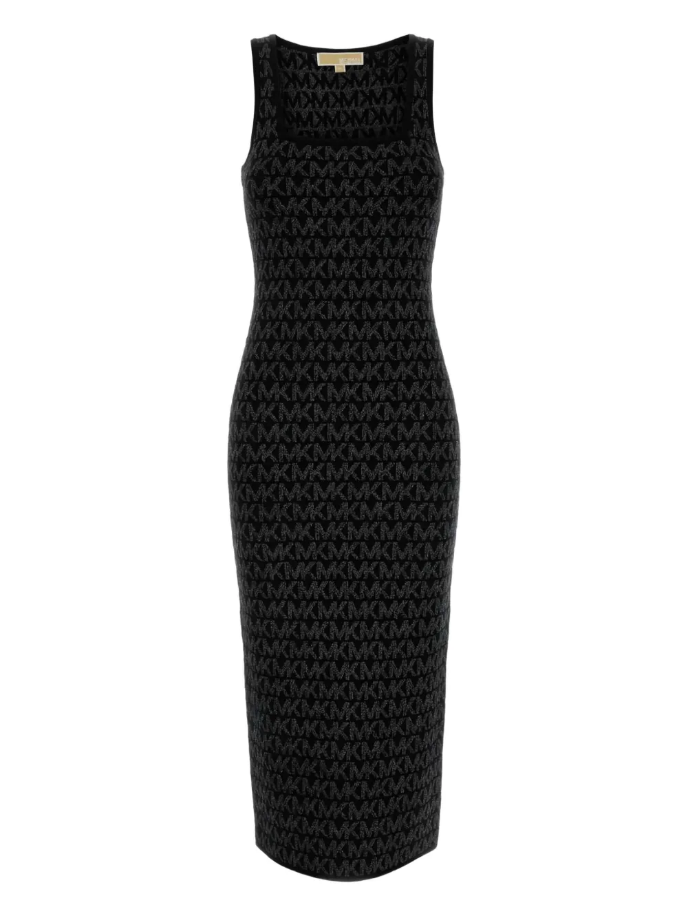 Michael Michael Kors Logo-jacquard Midi Dress In Black