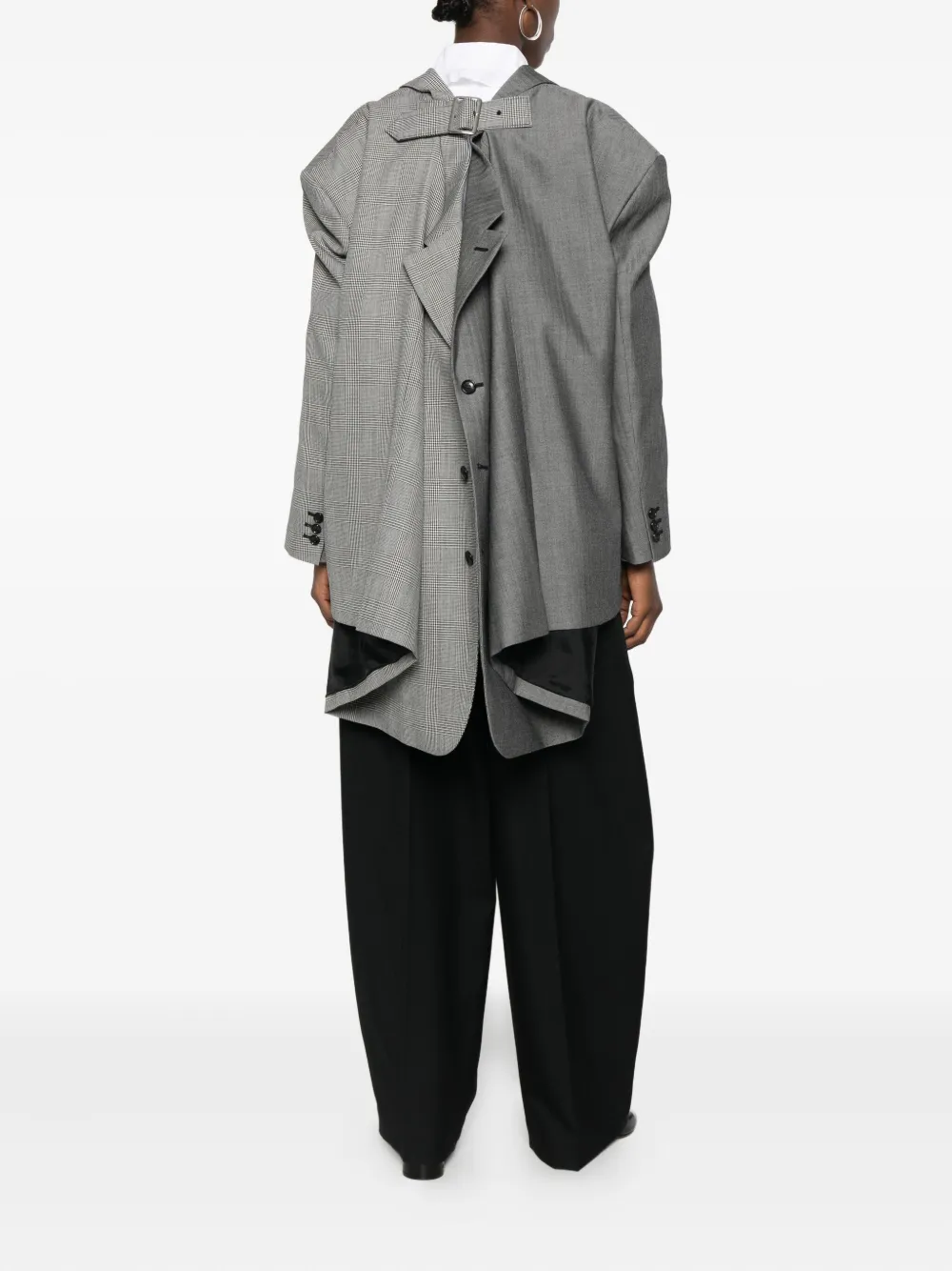 Comme Des Garçons Plaid-pattern Blazer In Gray