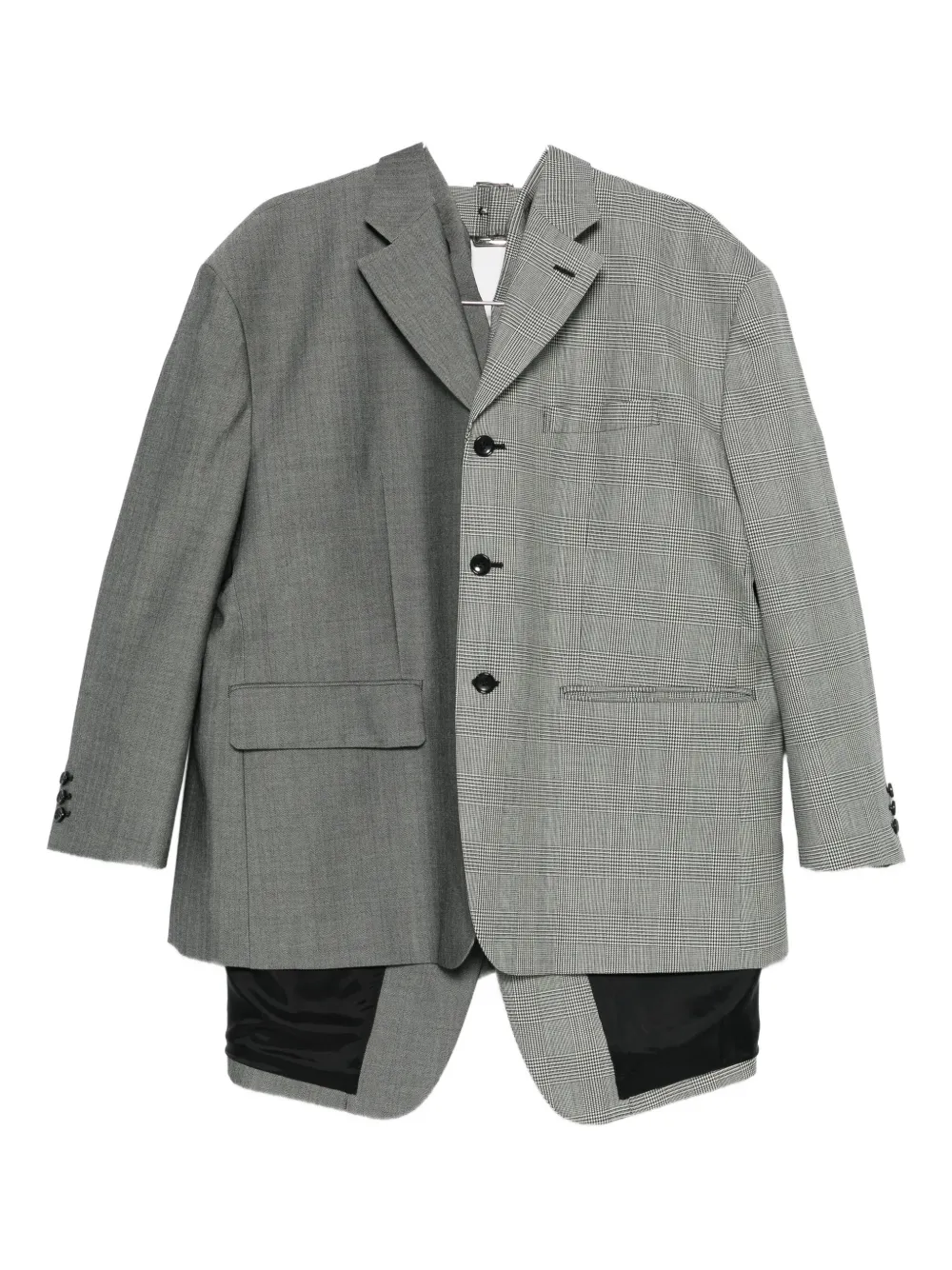 Comme Des Garçons Plaid-pattern Blazer In Gray