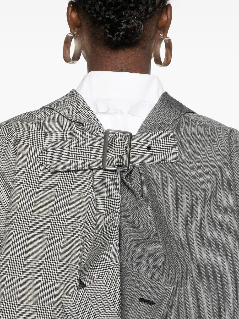Comme Des Garçons Plaid-pattern Blazer In Gray