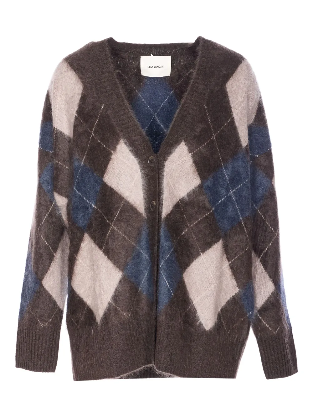 Lisa Yang Elaria Checked Cardigan In Brown