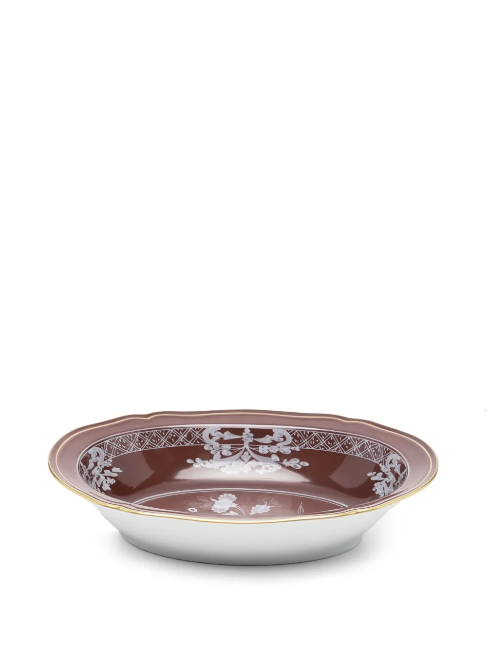 Ginori 1735 Floral-print Oval Bowl In Brown