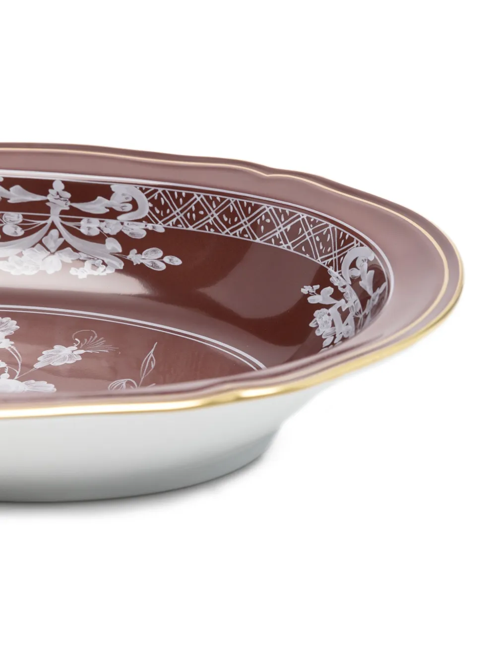 Ginori 1735 Floral-print Oval Bowl In Brown