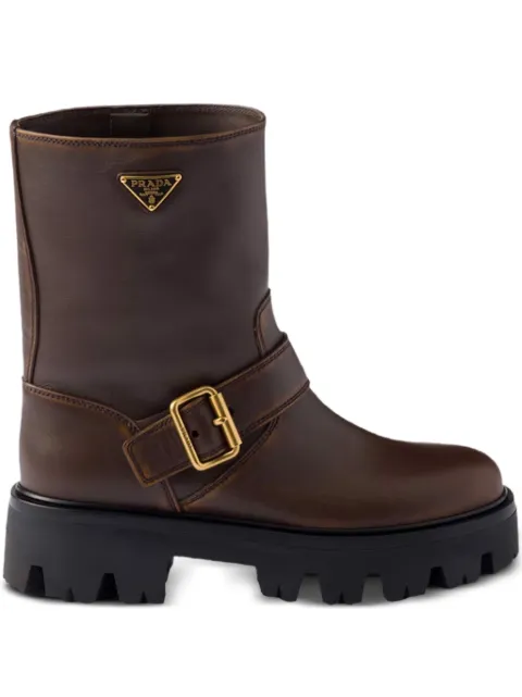 Prada 50mm buckle leather boots