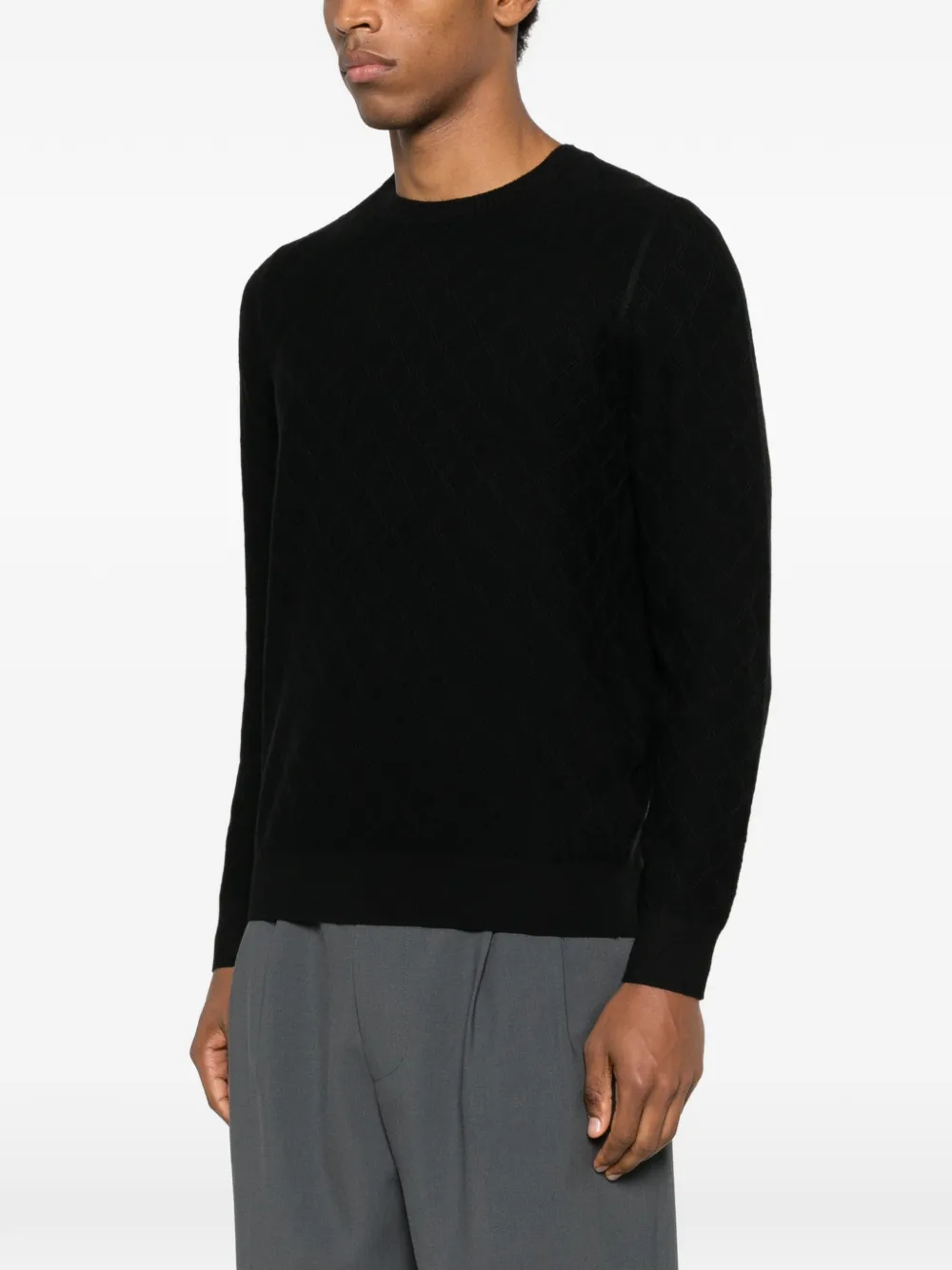 Diktat Diamond-pattern Sweater In Black