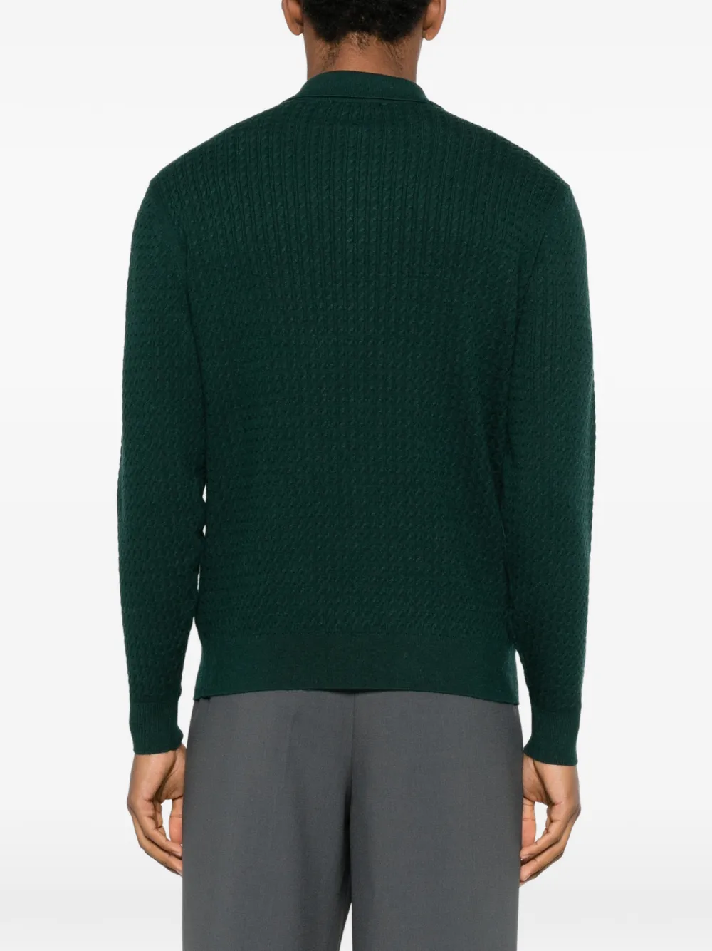 Diktat Cable-knit Polo Shirt In Green