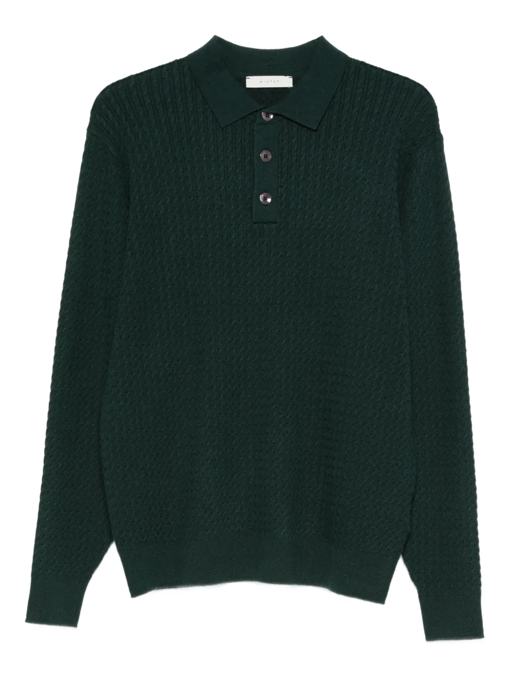Diktat Cable-knit Polo Shirt In Green
