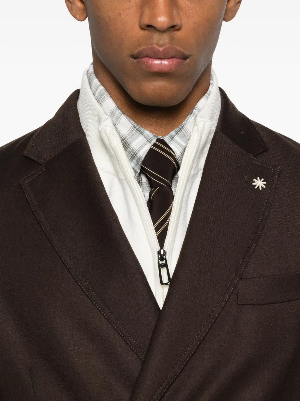 Manuel Ritz Double-breasted Button Jacket In Burgundy