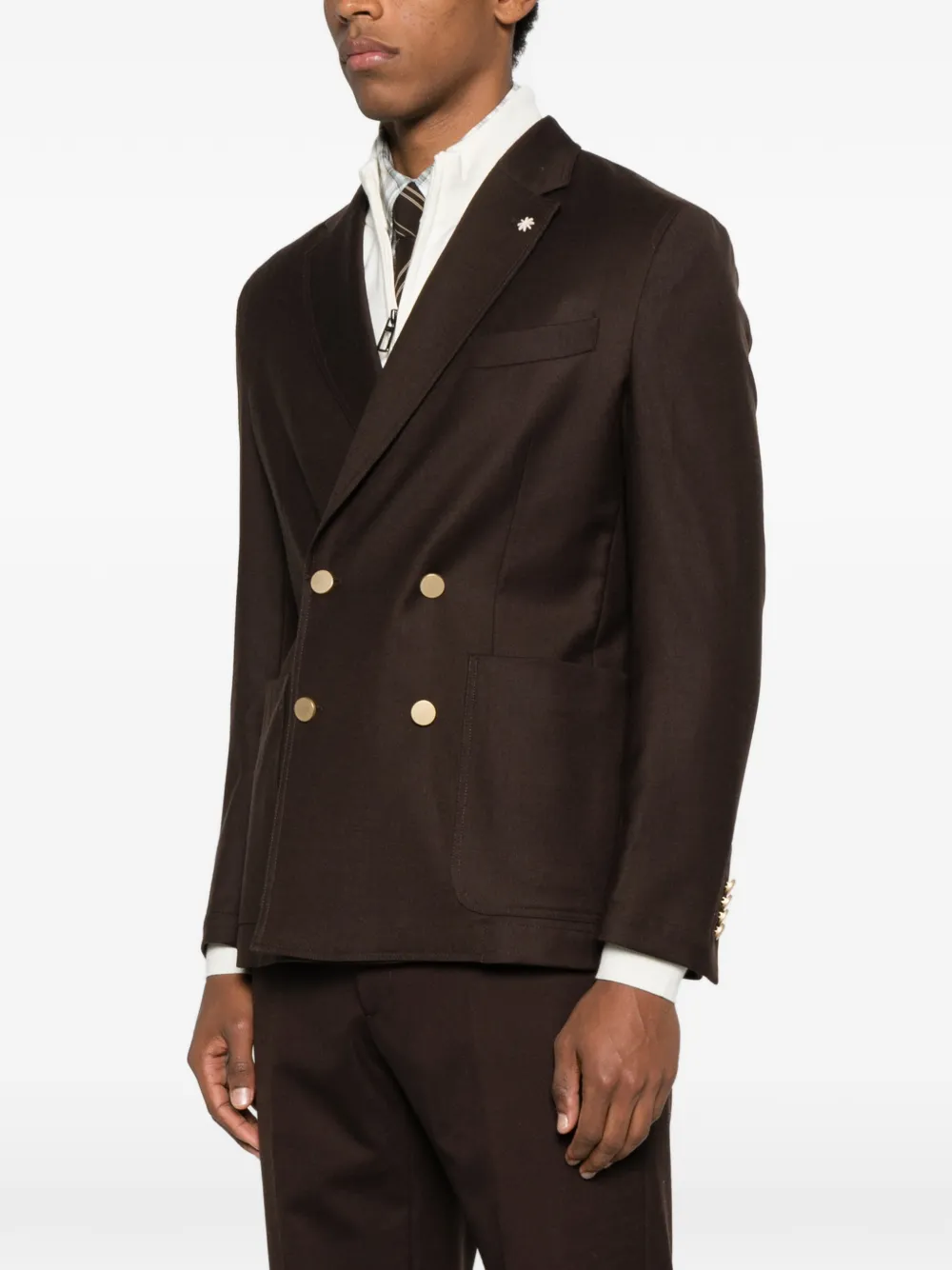 Manuel Ritz Double-breasted Button Jacket In Burgundy