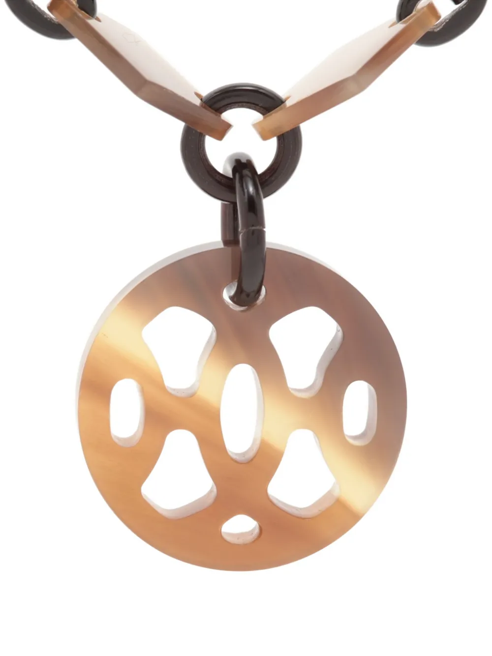 Pre-owned Hermes 2000-2015 Square-chain Logo-pendant Necklace In Brown