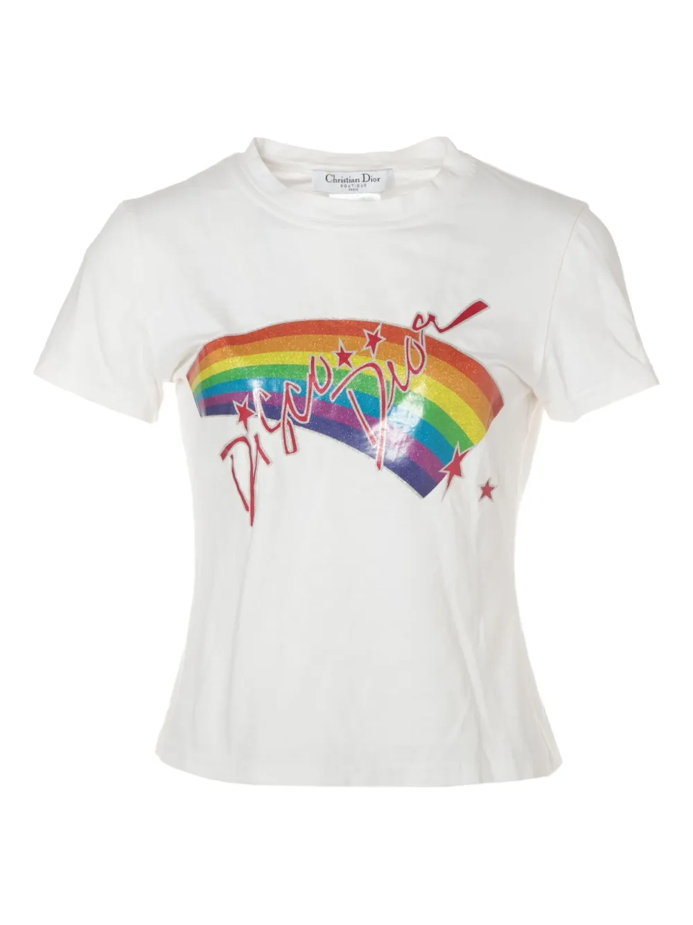 Christian Dior Pre-Owned 2002 レインボープリント Tシャツ - ホワイト Christian Dior Pre-Owned 2002 レインボープリント Tシャツ - ホワイト